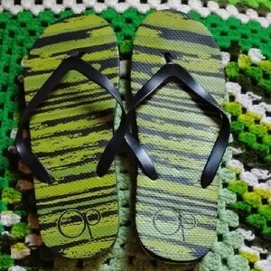 Green and Black Flip Flops